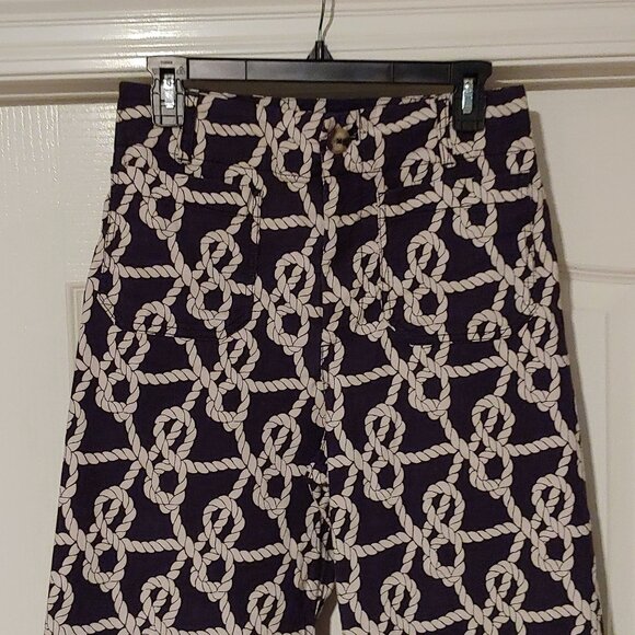 Anthropologie Maeve The Colette Wide Leg Crop Pants Nautical Rope Coastal 29 - Picture 3 of 11